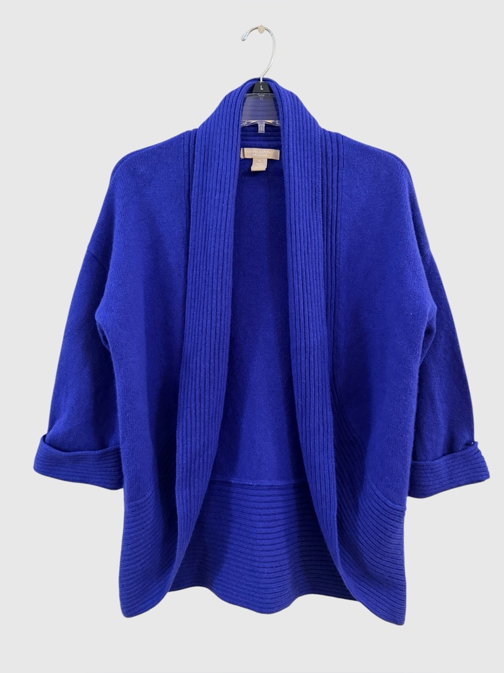 Banana Republic bright blue cashmere open cardigan